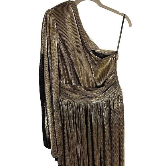 NWT Bronx and Banco Florence One-Shoulder Gown XS Gold Maxi Dress - Picture 8 of 14
